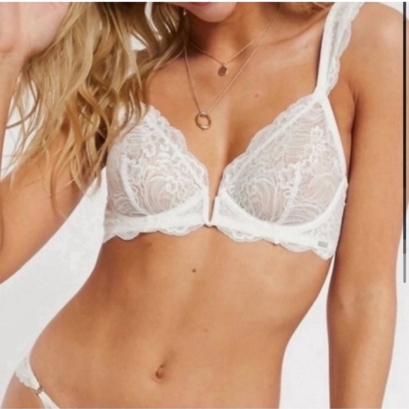 Lindex Ella M White Lace Bra 32C - Picture 3 of 4